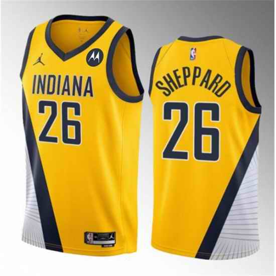 Men Indiana Pacers 26 Ben Sheppard Yellow 2023 Draft Statement Edition Stitched Basketball Jersey